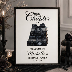 Elegant Gothic Book Themed Bridal Shower Poster