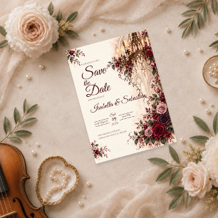 Elegant Gothic Chandelier Wedding Save The Date