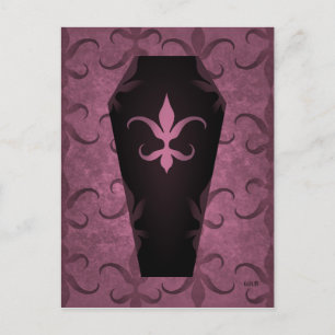 Elegant gothic coffin purple mauve Halloween Postcard