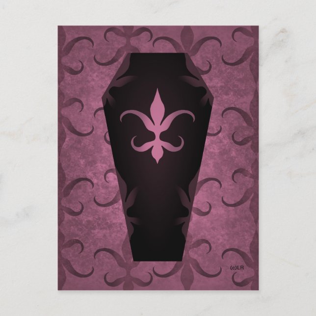 Elegant gothic coffin purple mauve Halloween Postcard (Front)