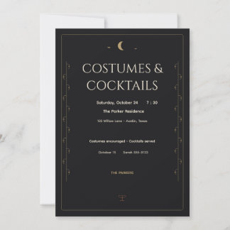 Elegant Gothic Costumes & Cocktails Adult Hallowee Invitation