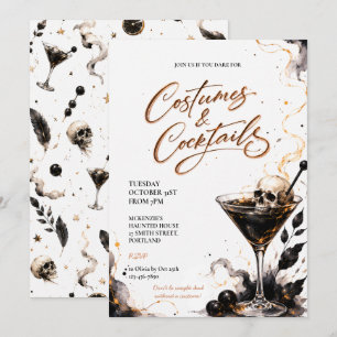 Elegant Gothic Costumes &Cocktails Party Halloween Invitation