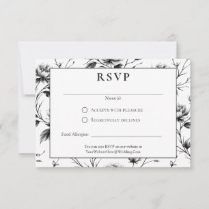 Elegant Gothic Dark Floral Halloween Wedding RSVP Card
