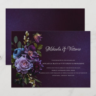 Elegant Gothic Dark Flower Wedding Invitation