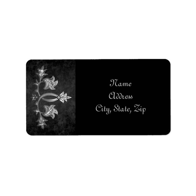Elegant gothic dark romance wedding address label (Front)