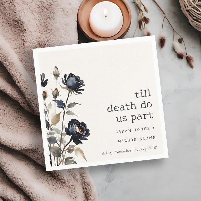 Elegant Gothic Dark Watercolor Black Rose Wedding Napkin (Creator Uploaded)