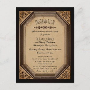 Elegant Gothic Deco Frame Cornices Wedding Info En Enclosure Card