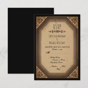 Elegant Gothic Deco Frame Cornices Wedding RSVP In Invitation
