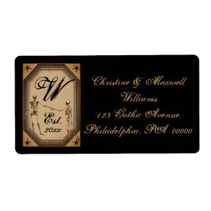 Elegant Gothic Deco Skeletons Wedding Monogram Lab