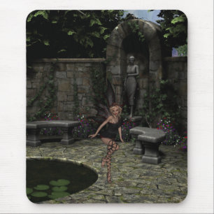Elegant Gothic Fairy in Summer Garden Mouse Pad