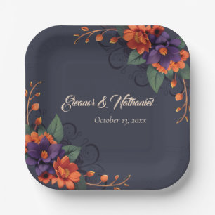 Elegant Gothic Floral Chic Wedding  Paper Plate