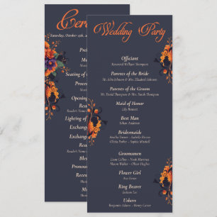 Elegant Gothic Floral minimalist Wedding program