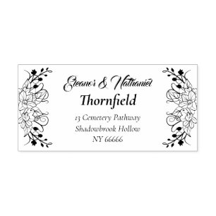Elegant Gothic Floral Return Address Wedding  Rubber Stamp