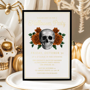 Elegant Gothic Floral Skull Halloween Gold