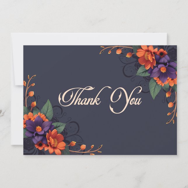 Elegant Gothic Floral Tradition Wedding Thank You (Front)