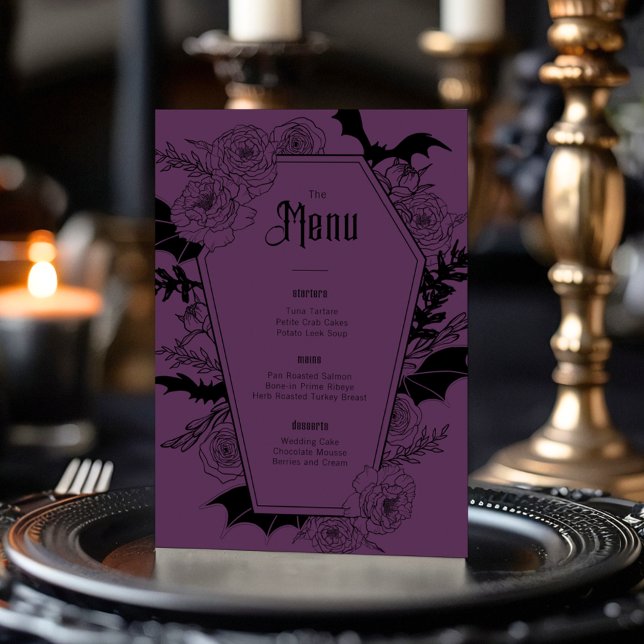 Elegant Gothic Floral Wedding Purple Menu (Creator Uploaded)