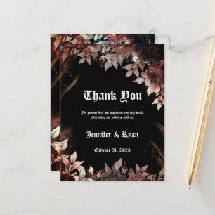 Elegant Gothic Flowers wedding Thank You Card