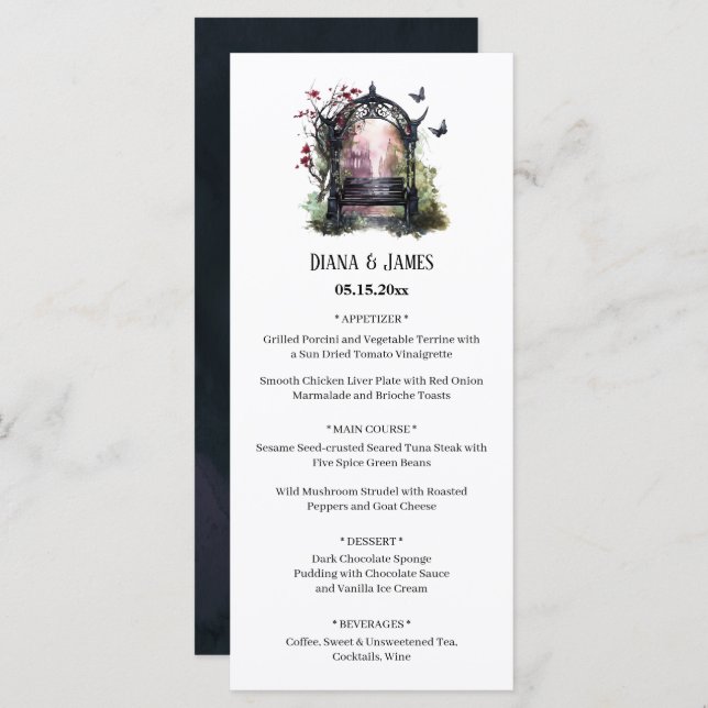 Elegant Gothic Garden Bench Menu (Front/Back)