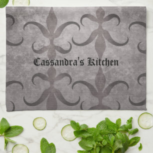 Elegant gothic grey design personalized kitchen towel