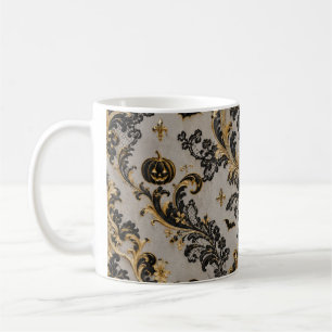 Elegant Gothic Halloween Damask Mug - Gold Black P
