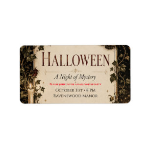 Elegant Gothic Halloween Party Celebration Label