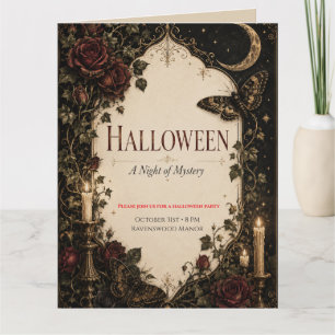 Elegant Gothic Halloween Party Celebration Thank You Card