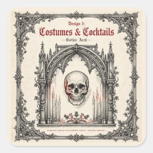 Elegant Gothic Halloween Party  Skull  Square Sticker