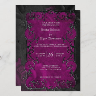 Elegant gothic halloween purple wedding Invitation
