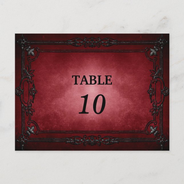 Elegant gothic halloween Table Number Postcard (Front)
