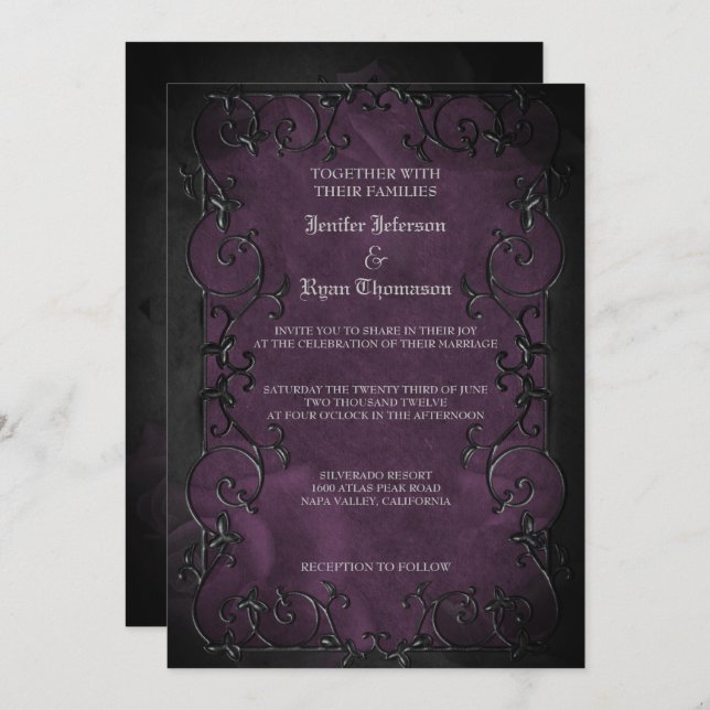 Elegant gothic halloween wedding Invitation (Front/Back)