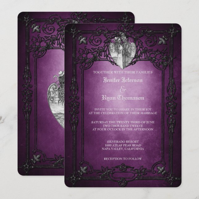 Elegant gothic halloween wedding Invitation (Front/Back)