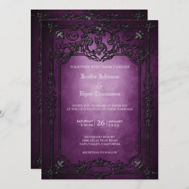 Elegant gothic halloween wedding Invitation (Front/Back)