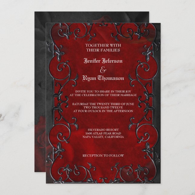Elegant gothic halloween wedding Invitation (Front/Back)