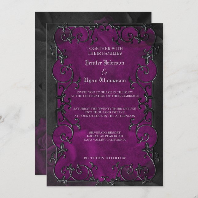 Elegant gothic halloween wedding Invitation (Front/Back)