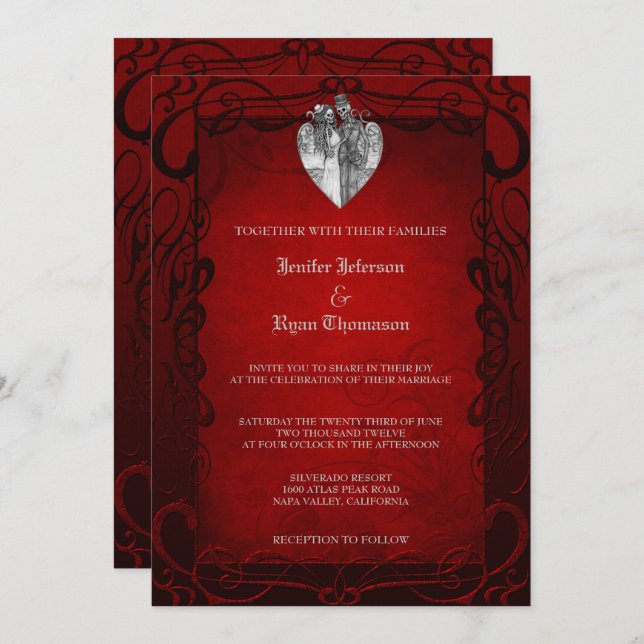 Elegant gothic halloween wedding Invitation (Front/Back)