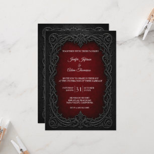 Elegant Gothic Halloween Wedding Invitation