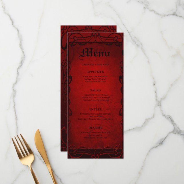 Elegant gothic halloween Wedding Menu (Front/Back In Situ)