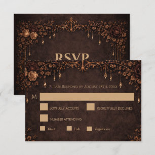 Elegant gothic halloween Wedding RSVP Card