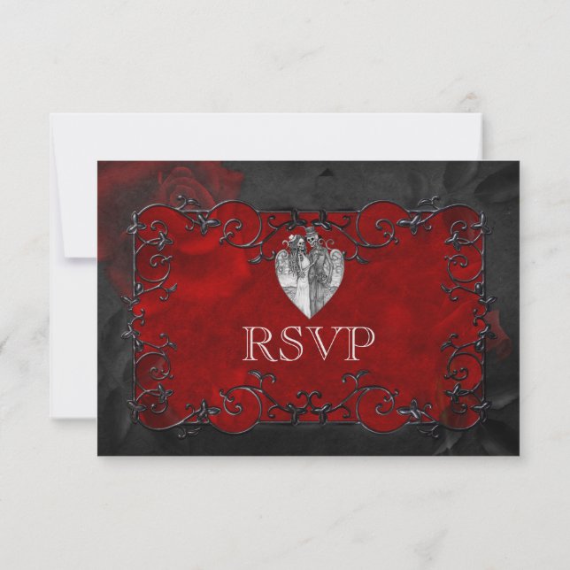 Elegant gothic halloween Wedding RSVP Card (Back)