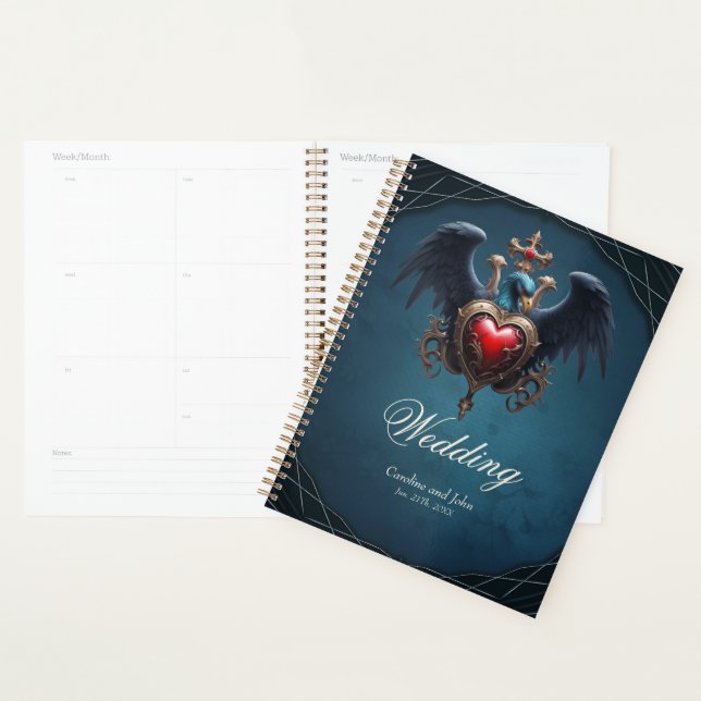 Elegant Gothic heart with fantasy bird.  Planner (Display)