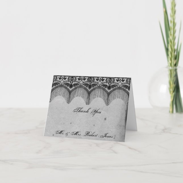 Elegant Gothic Lace Posh Wedding Thank You (Front)