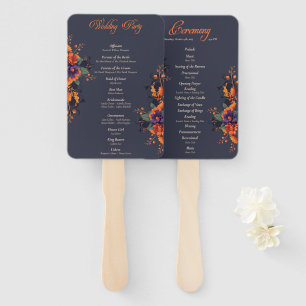 Elegant gothic minimalist Wedding program Hand Fan