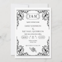 Elegant Gothic Monogram Black and White Wedding