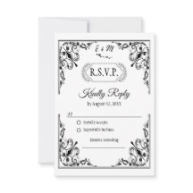 Elegant Gothic Monogram Wedding RSVP Card