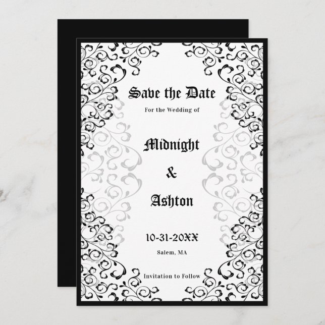 Elegant Gothic Ornate Frame Save the Date (Front/Back)