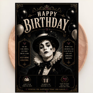 Elegant Gothic Pierrot Birthday Card