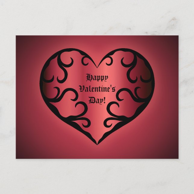 Elegant gothic pinkish reddish Valentine heart Holiday Postcard (Front)