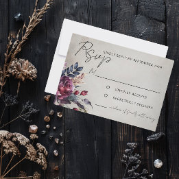 Elegant Gothic Purple Watercolor Floral RSVP Card
