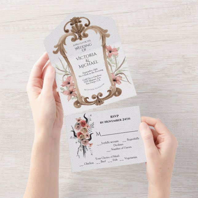 Elegant Gothic Queen's Mirror Wedding All In One Invitation (Tearaway)