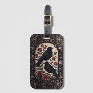 Elegant Gothic Ravens With Roses  Luggage Tag